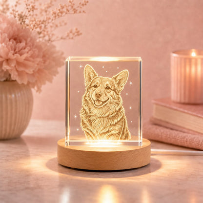 Custom 3D pet portrait square crystal