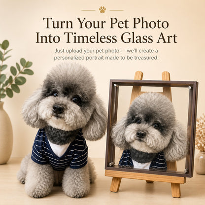 Custom glass pet portrait frame handmade 3D layered art to preserve your lovely dog memory