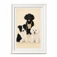 Framed custom pencil portrait of three dogs created from pet photos with realistic fur details and individual expressions.