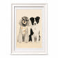 Framed custom pencil portrait of two dogs created from pet photos with detailed fur texture and realistic expressions.
