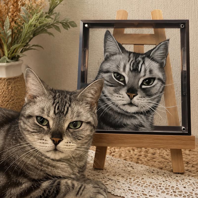 Layered acrylic cat portrait frame handmade stereoscopic painting desk decoration for cat owner