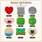 Nine numbered base options in heart, square, round and decorative designs for custom soft clay pet figurines.